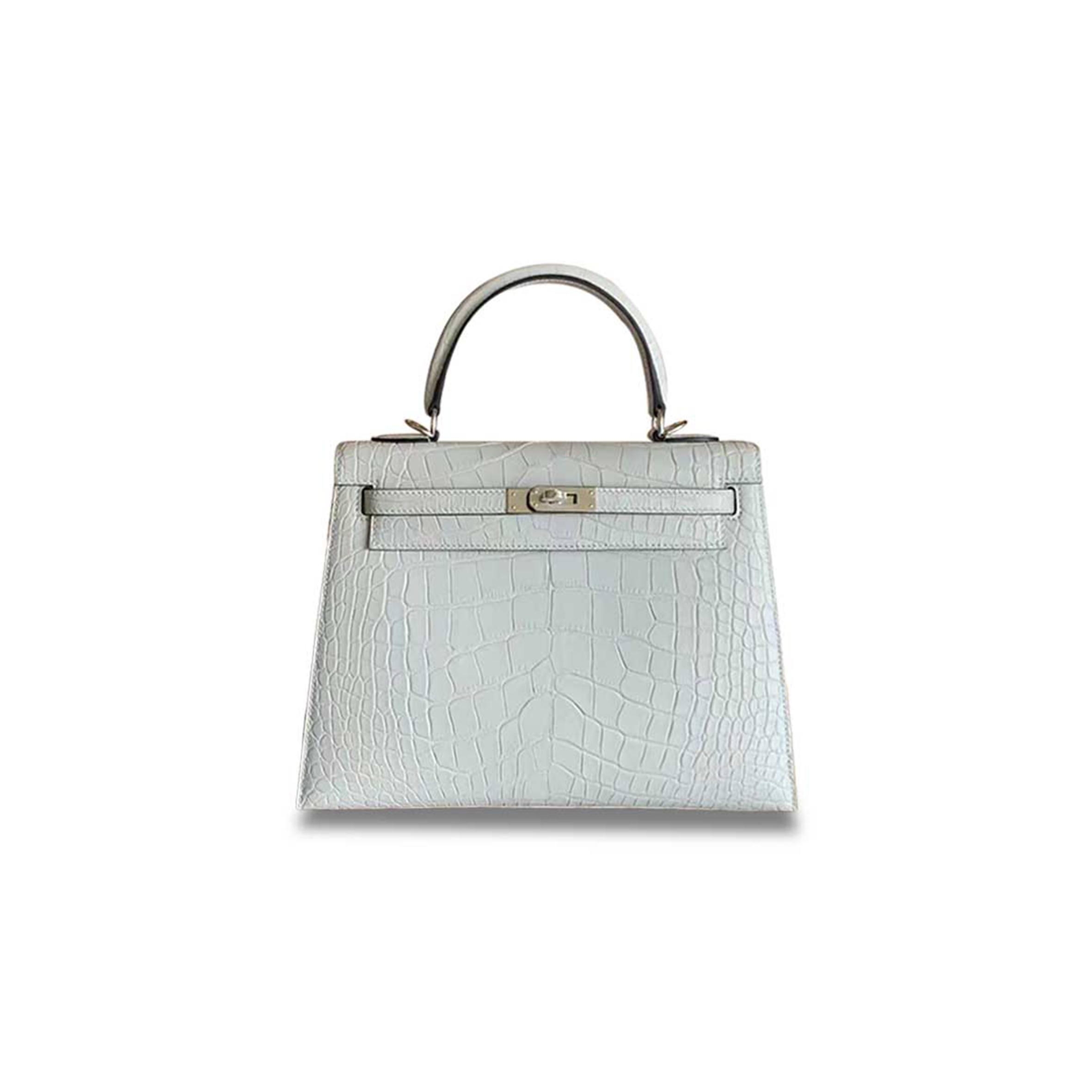 H**mes master kelly 25 matte american ice grey silver buckle (25*17*7cm)